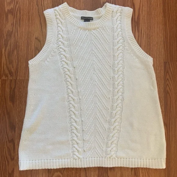 CHELSEA & THEODORE Large off white Ivory Knit Sweater Vest - Picture 11 of 12